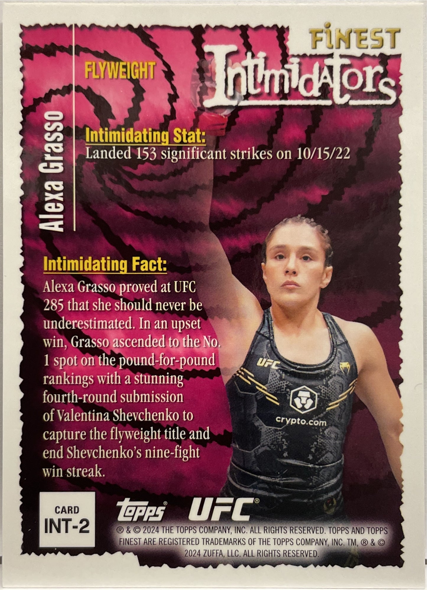 Alexa Grasso 7/50 Intimidators Gold Topps Finest UFC 2024