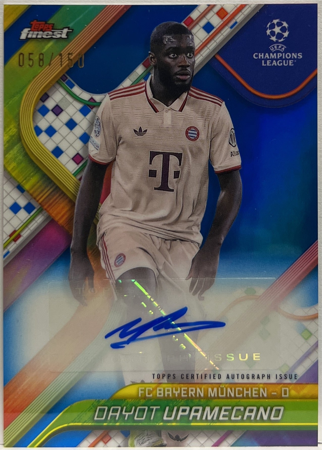 Dayot Upamecano 58/150 Autograph Blue Topps Finest UCC 2024/25