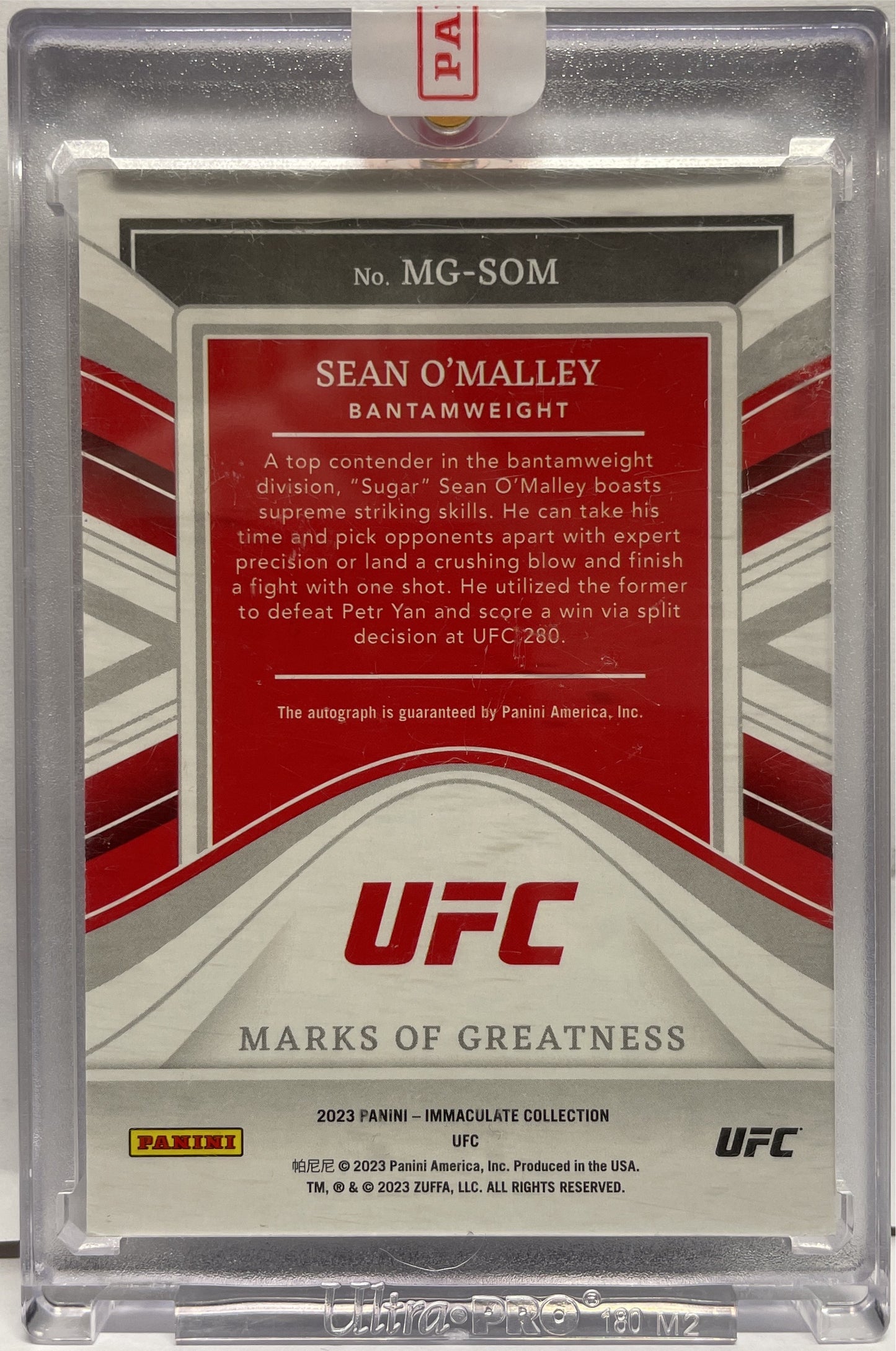 Sean O'Malley 23/25 Autograph Marks Of Greatness Immaculate UFC 2023
