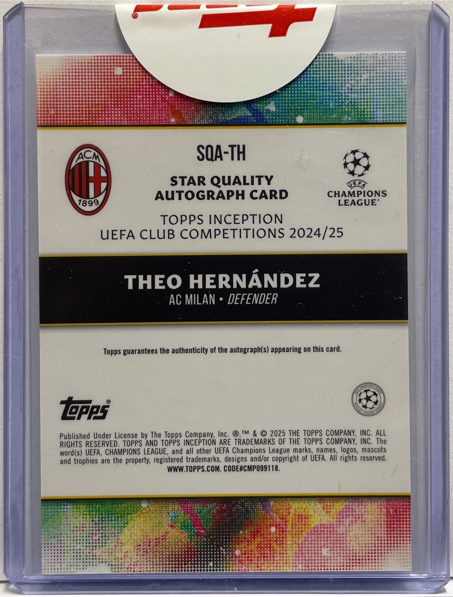Theo Hernandez Autograph Star Quality Topps Inception 2024/25