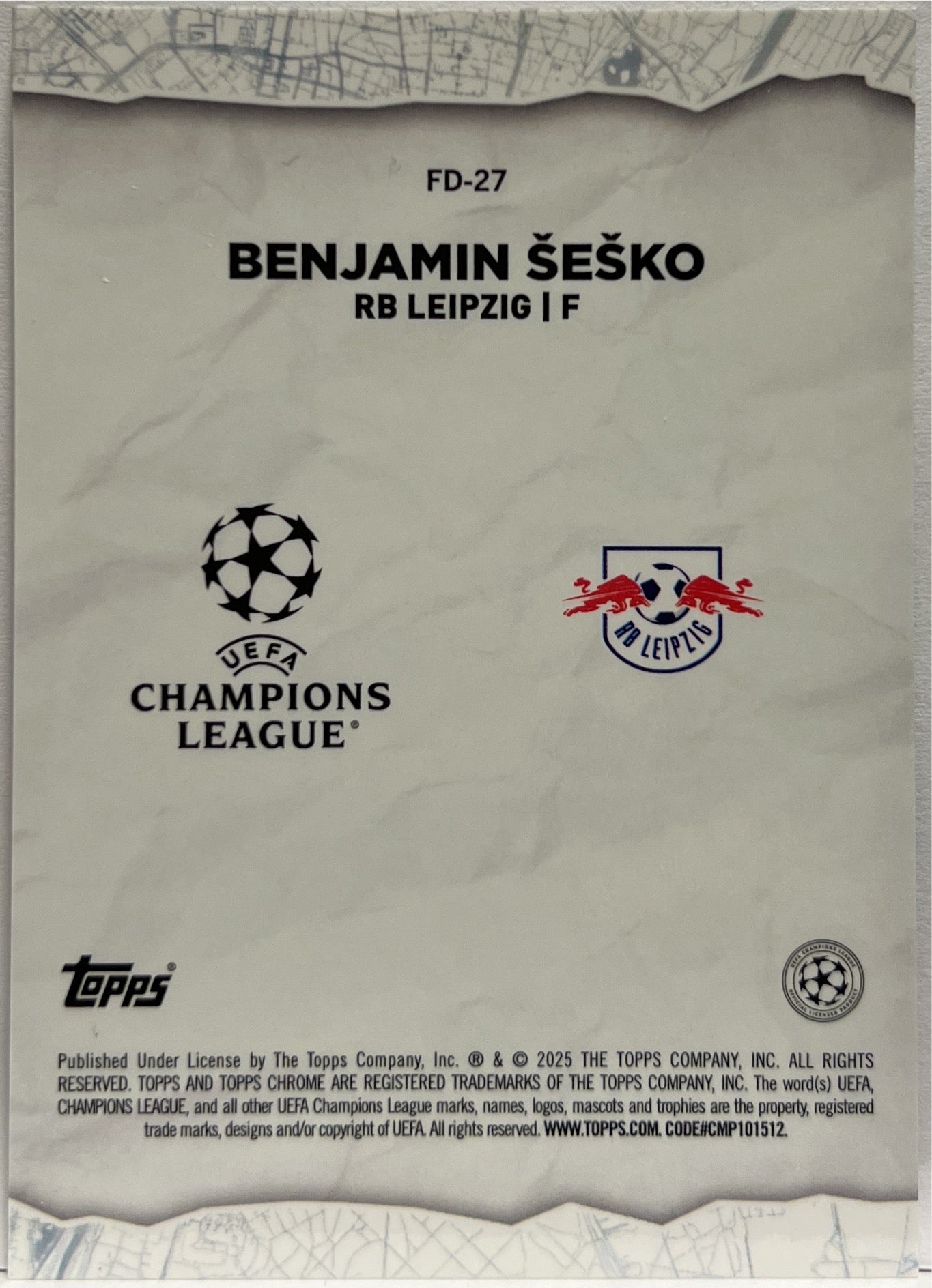 Benjamin Sesko 6/99 Final Destination Green Topps Chrome UCC 2024/25