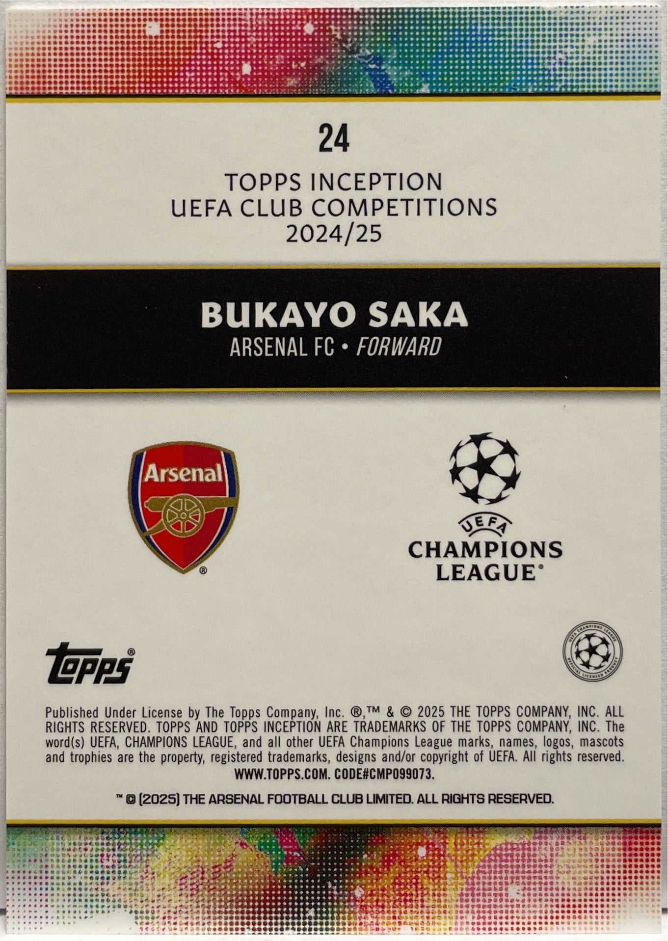 Bukayo Saka Star Quality Topps Inception 2024/25