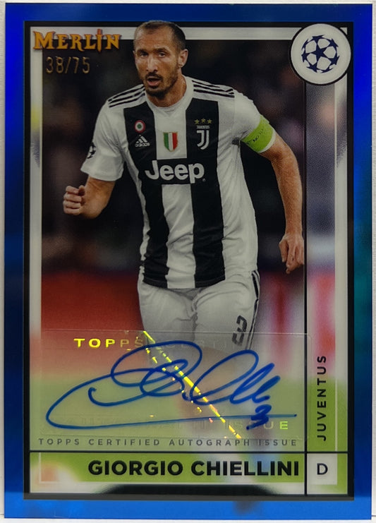 Giorgio Chiellini 38/75 Autograph Blue Topps Chrome Merlin 2022/23