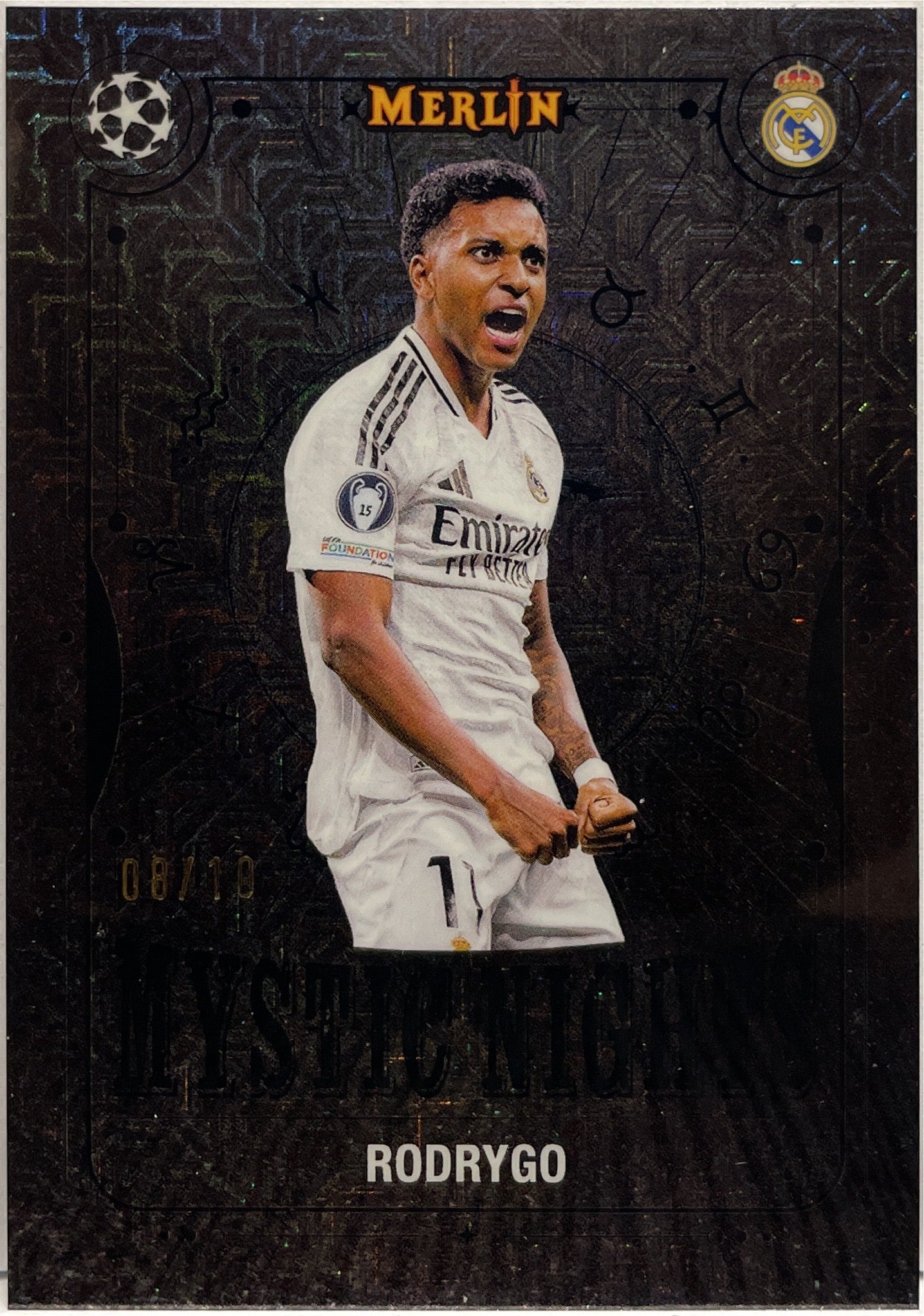 Rodrygo 8/10 Mystic Night Black Mojo Topps Merlin UCC 2024/25