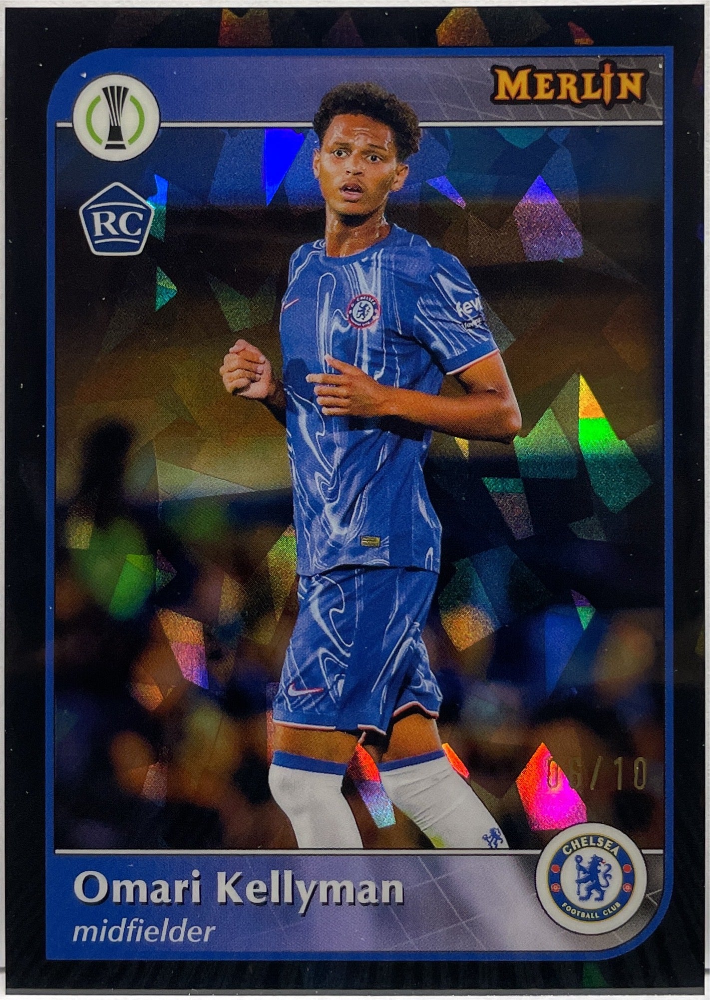 Omari Kellyman 6/10 Rookie Black Cracked Ice Topps Merlin UCC 2024/25
