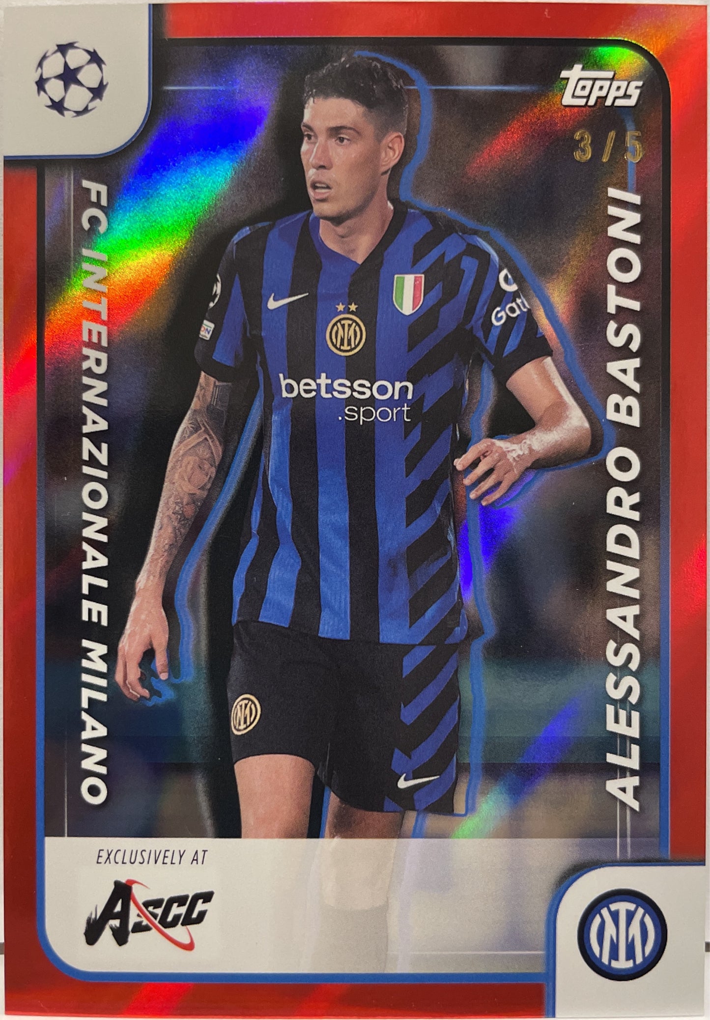 Alessandro Bastoni 3/5 Red Topps ASCC Exclusive 2023/24