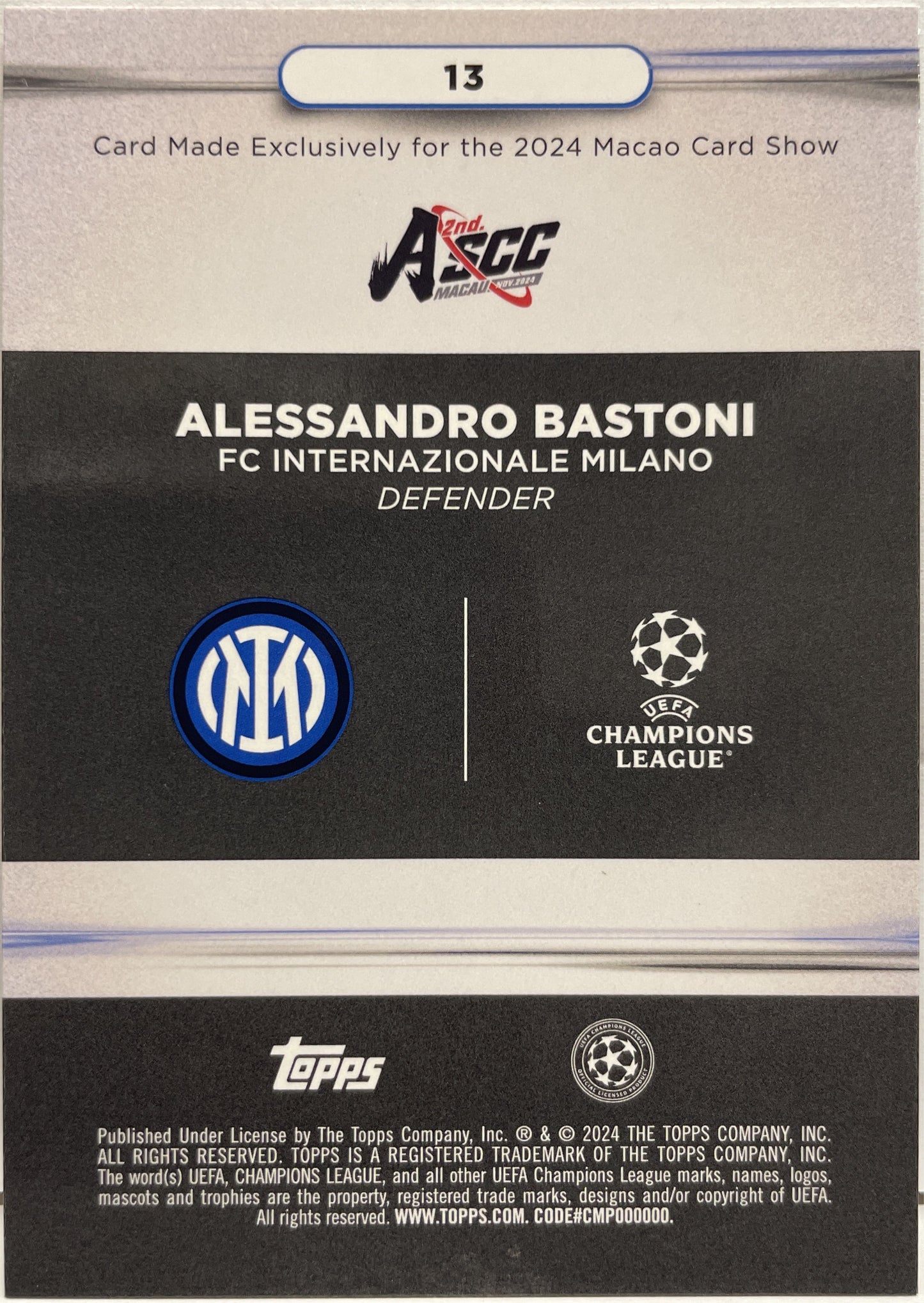 Alessandro Bastoni 3/5 Red Topps ASCC Exclusive 2023/24