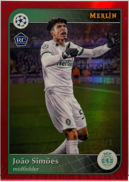 Joao Simoes 5/5 Rookie Red Topps Merlin UCC 2024/25