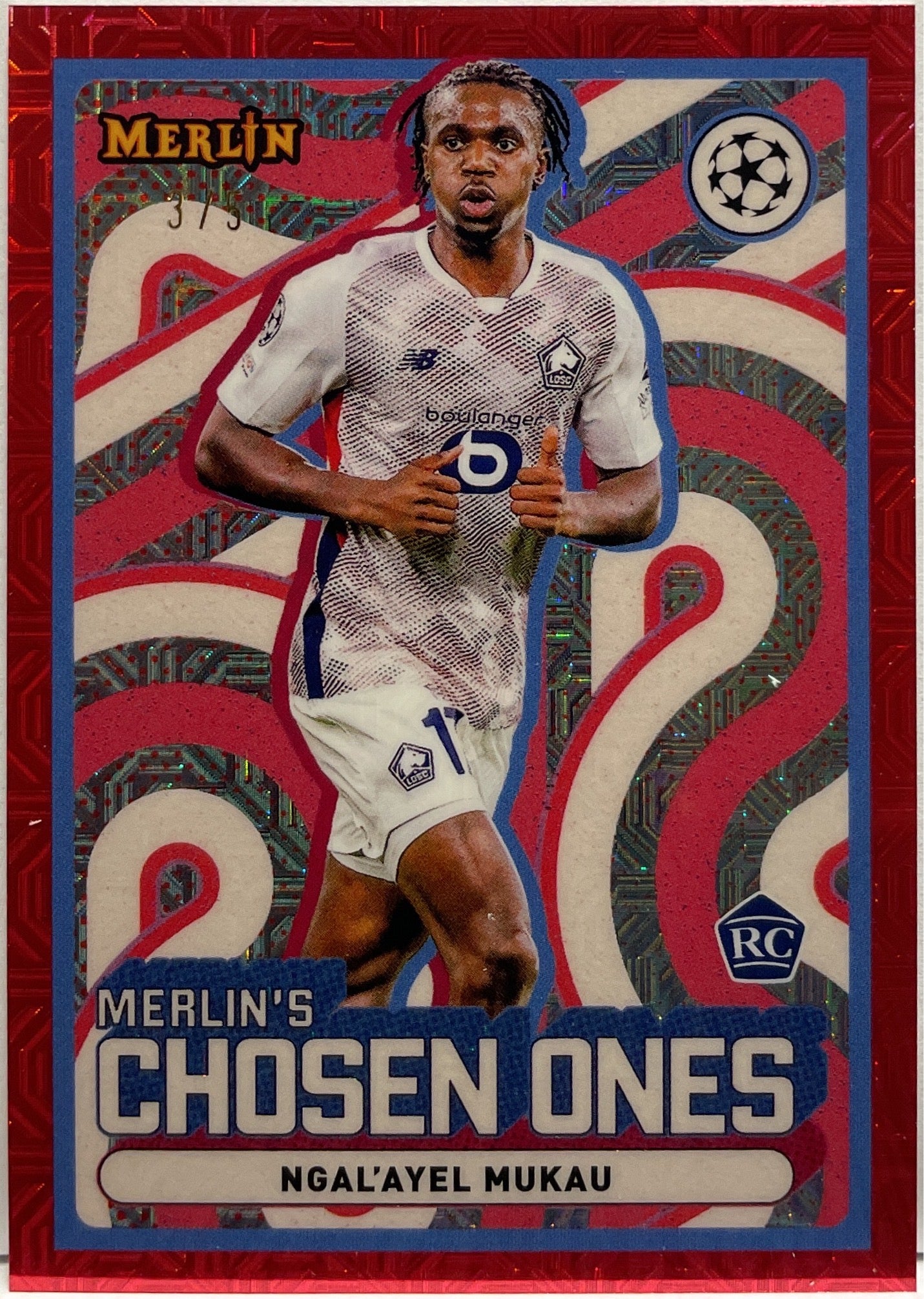 Ngal Ayel Mukau 3/5 Rookie Merlin's Chosen One Red Mojo Topps Merlin UCC 2024/25