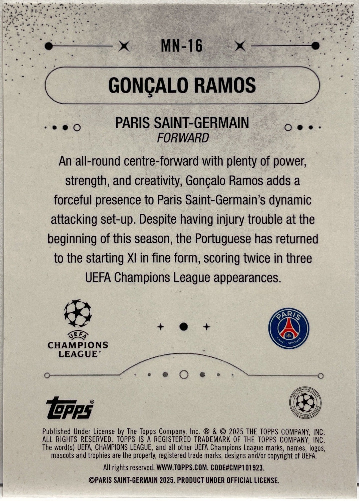 Goncalo Ramos 1/5 Mystic Nights Red Mojo Topps Merlin UCC 2024/25