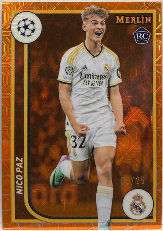 Nico Paz 8/25 Rookie Orange Mojo Topps Chrome Merlin UCC 2023/24