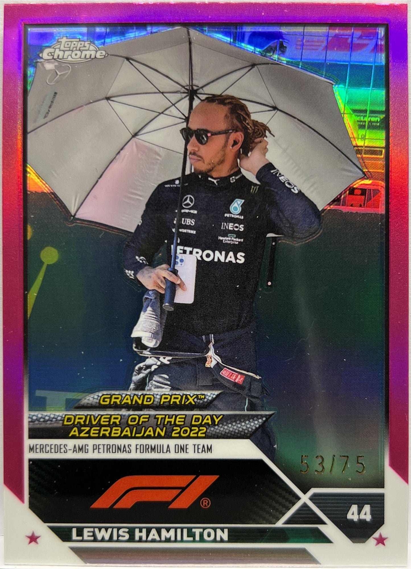 Lewis Hamilton 53/75 Pink Topps Chrome F1 2023