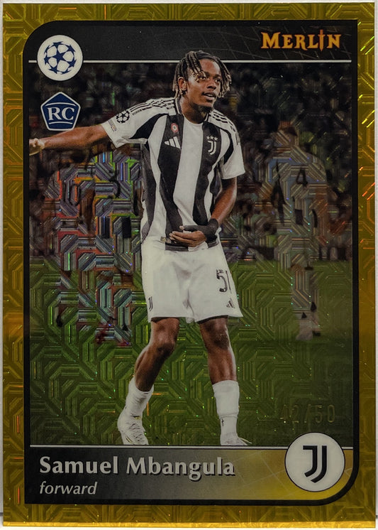 Samuel Mbangula 42/50 Rookie Gold Mojo Topps Merlin UCC 2024/25