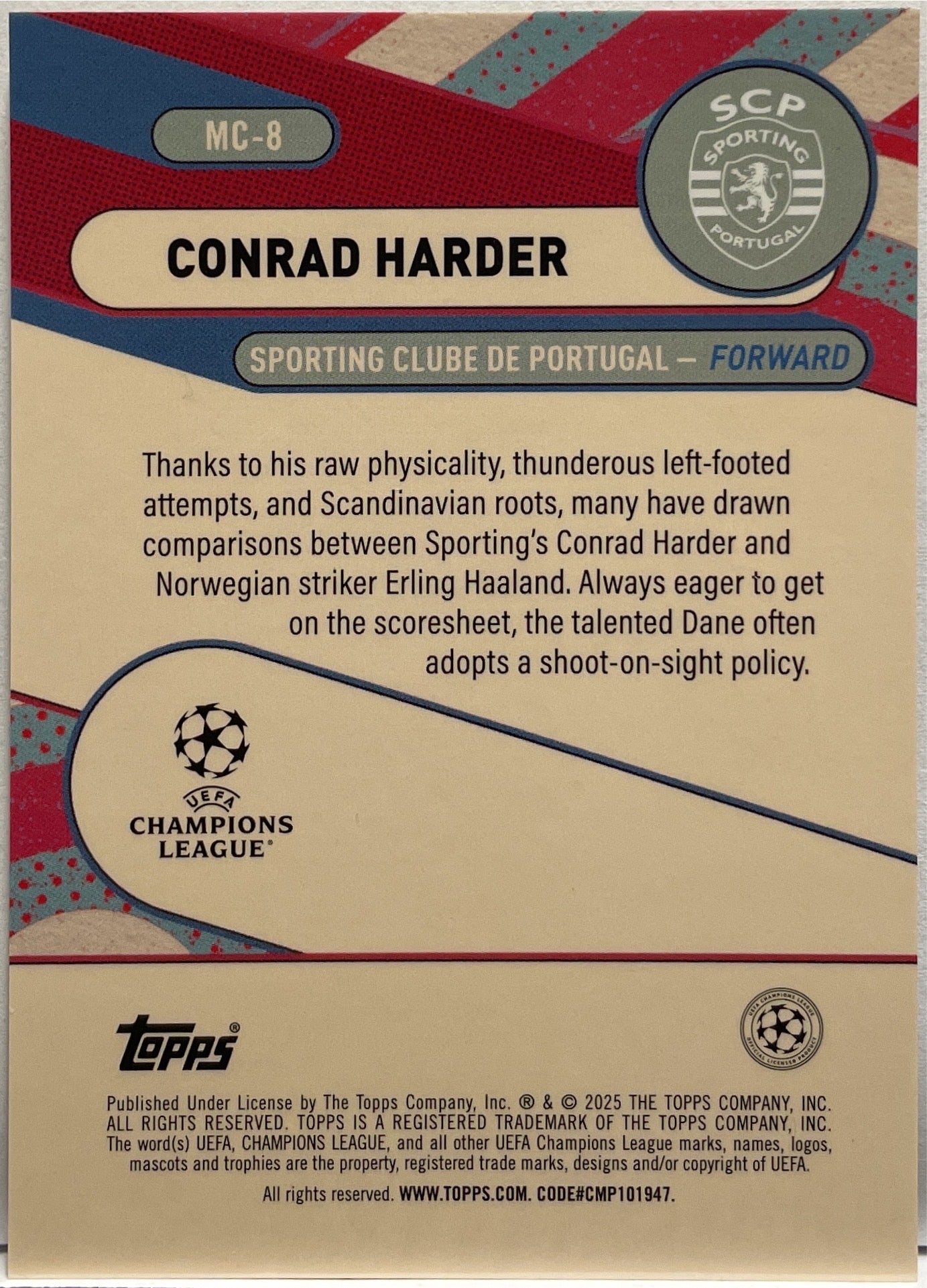 Conrad Harder 2/50 Rookie Merlin's Chosen One Gold Mojo Topps Merlin UCC 2024/25
