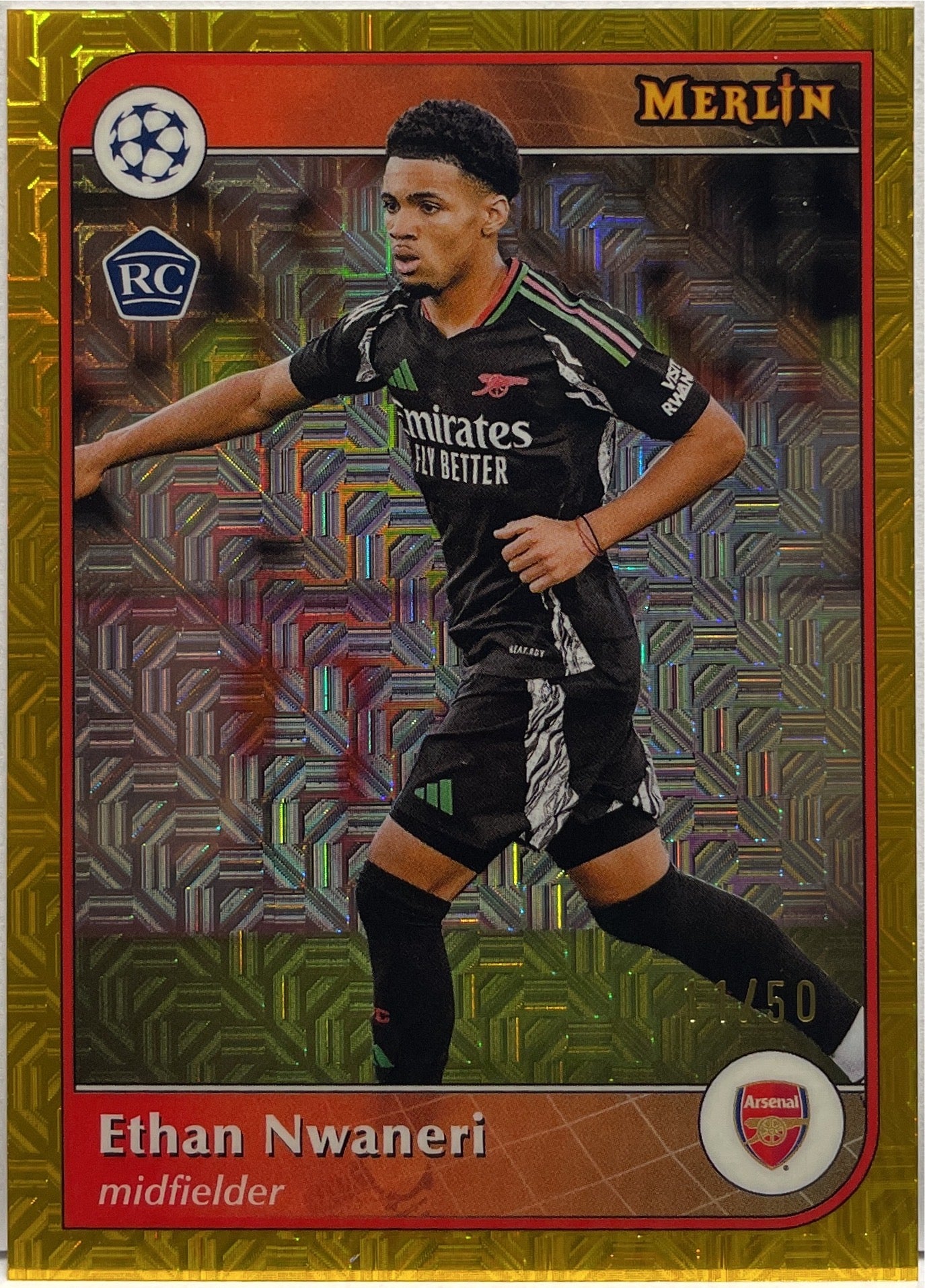 Ethan Nwaneri 11/50 Rookie Gold Mojo Topps Merlin UCC 2024/25