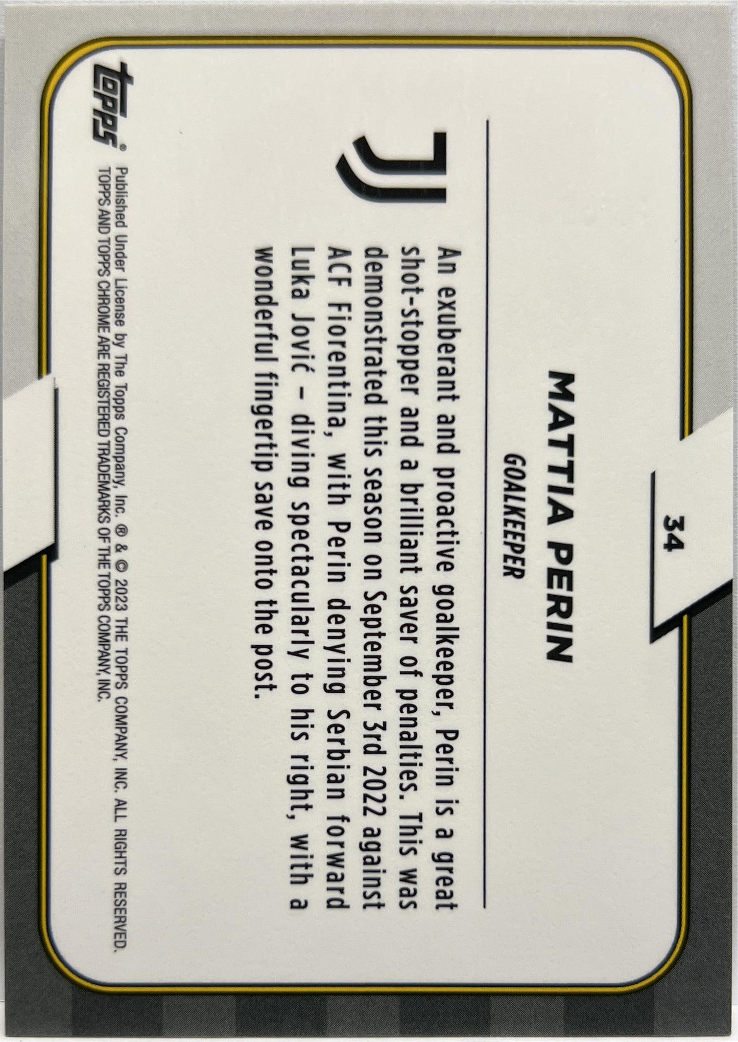 Mattia Perin 48/50 Gold Topps Chrome Juventus 2022/23