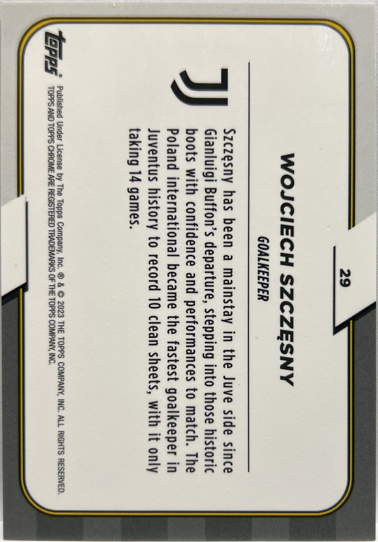 Wojciech Szczesny 35/50 Gold Topps Chrome Juventus 2022/23