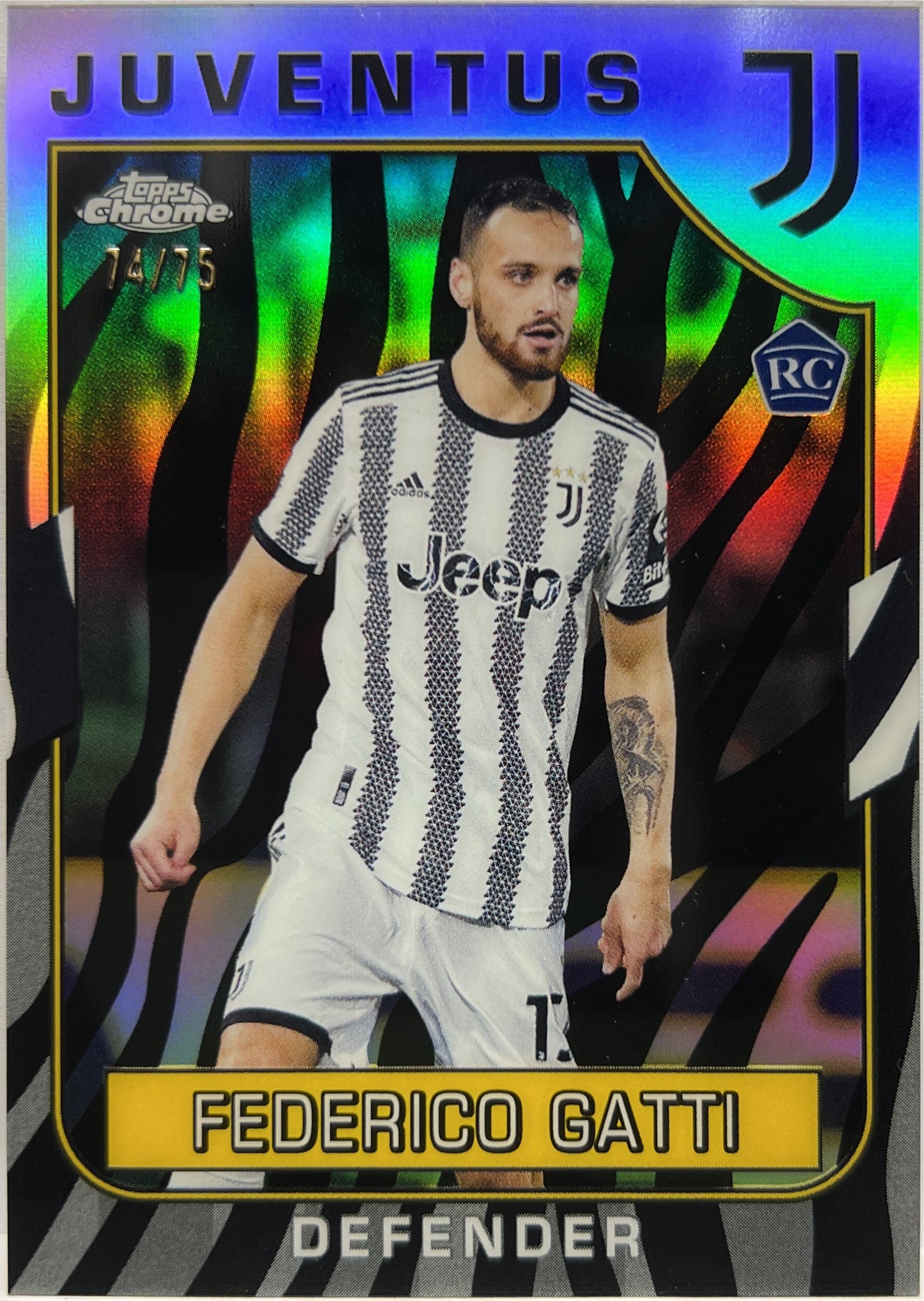 Federico Gatti 74/75 Rookie Zebra Topps Chrome Juventus 2022/23