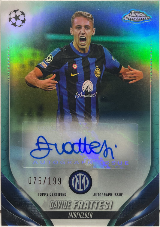 Davide Frattesi 75/199 Autograph Aqua Topps Chrome UCC 2023/24