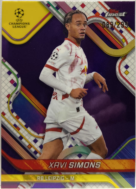 Xavi Simons 89/299 Purple Topps Finest UCC 2024/25