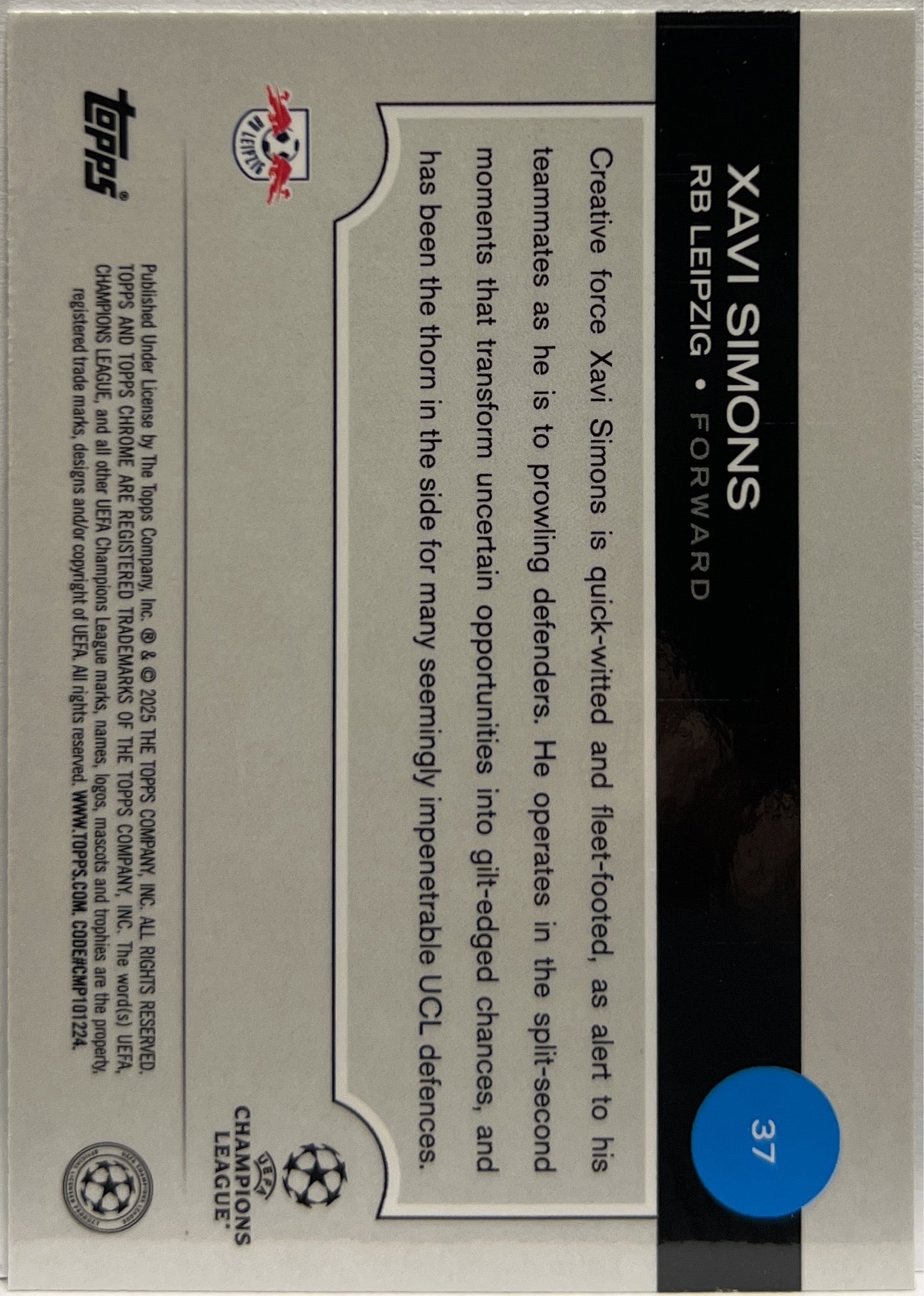 Xavi Simons 68/99 Green Topps Chrome UCC 2024/25