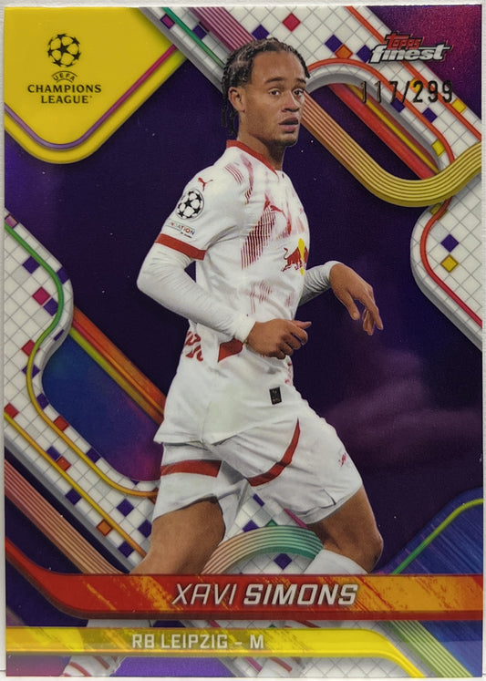 Xavi Simons 117/299 Purple Topps Finest UCC 2024/25