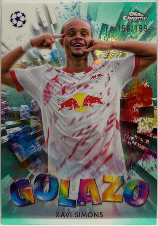 Xavi Simons 166/199 Golazo Aqua Topps Chrome UCC 2024/25