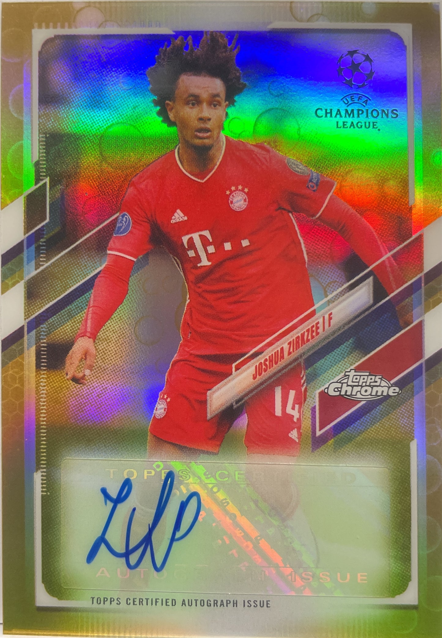 Joshua Zirkzee Autograph Gold Bubbles Topps Chrome UCL 2020/21