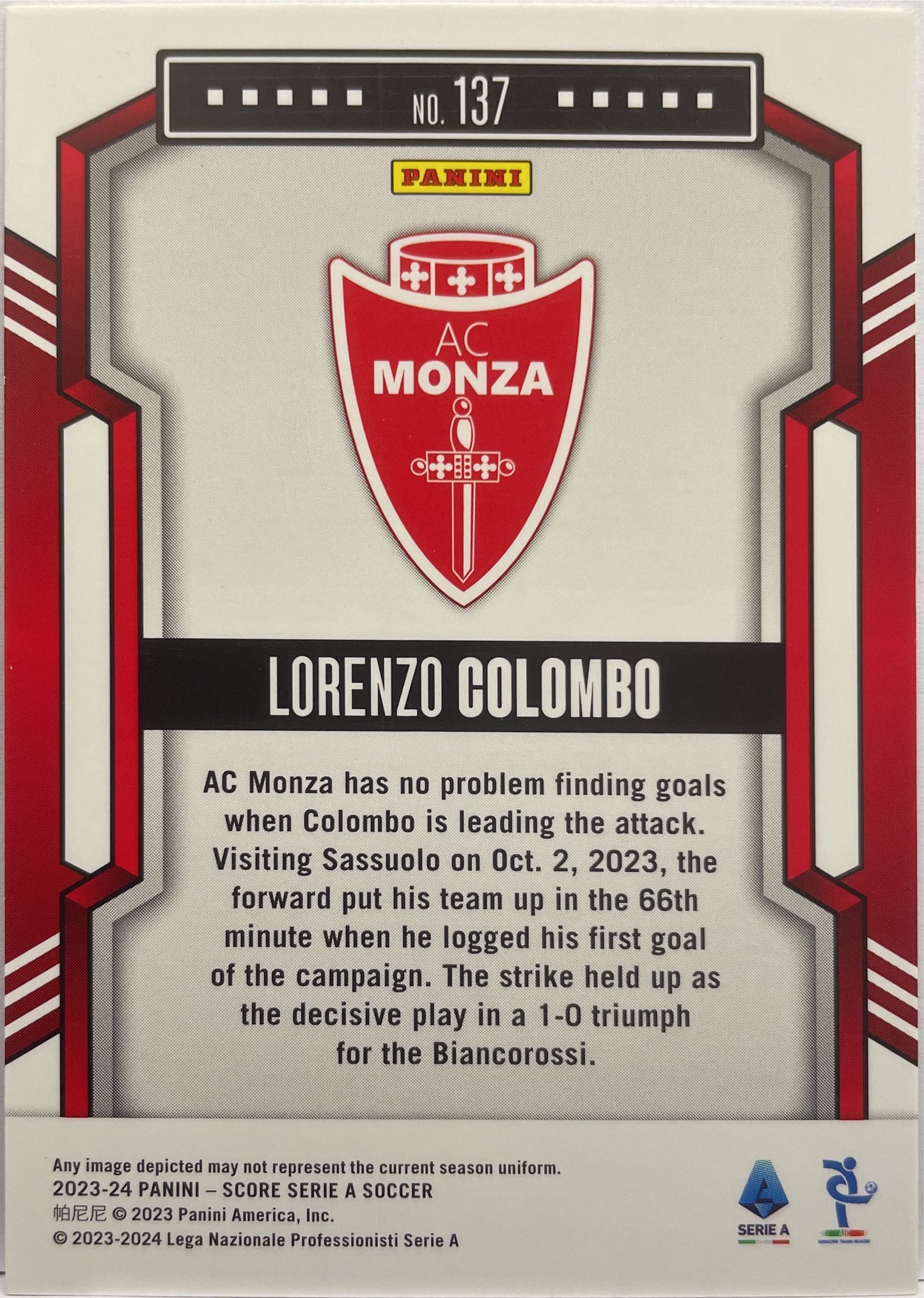 Lorenzo Colombo 1/1 One Of One Black Swirl Score Serie A 2023/24