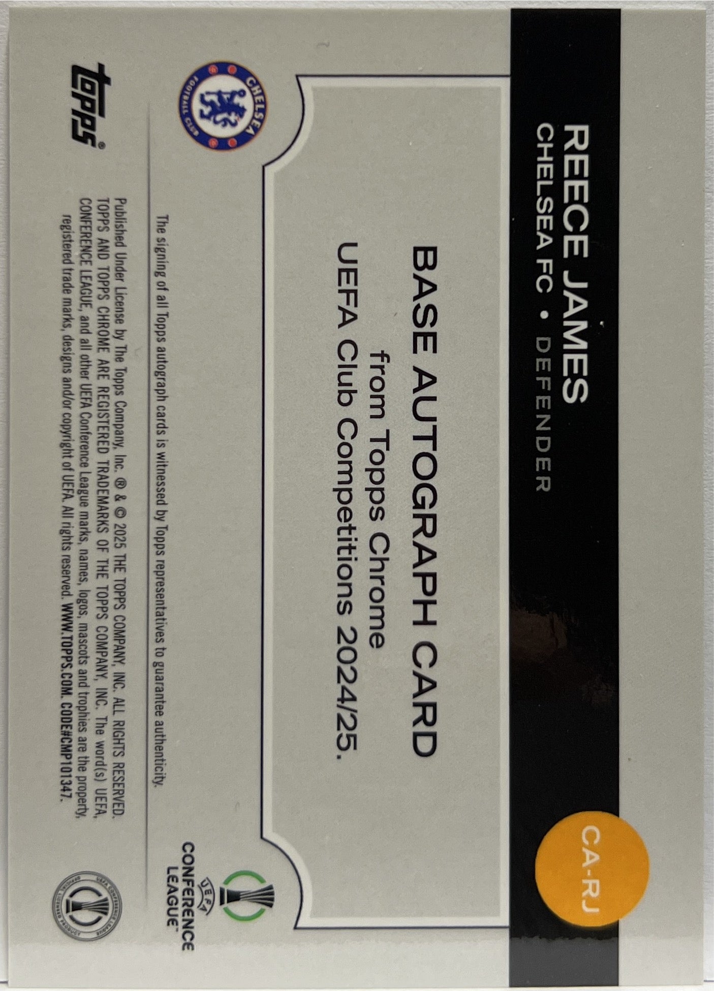 Reece James 9/52 Autograph Toppsfractor Topps Chrome UCC 2024/25