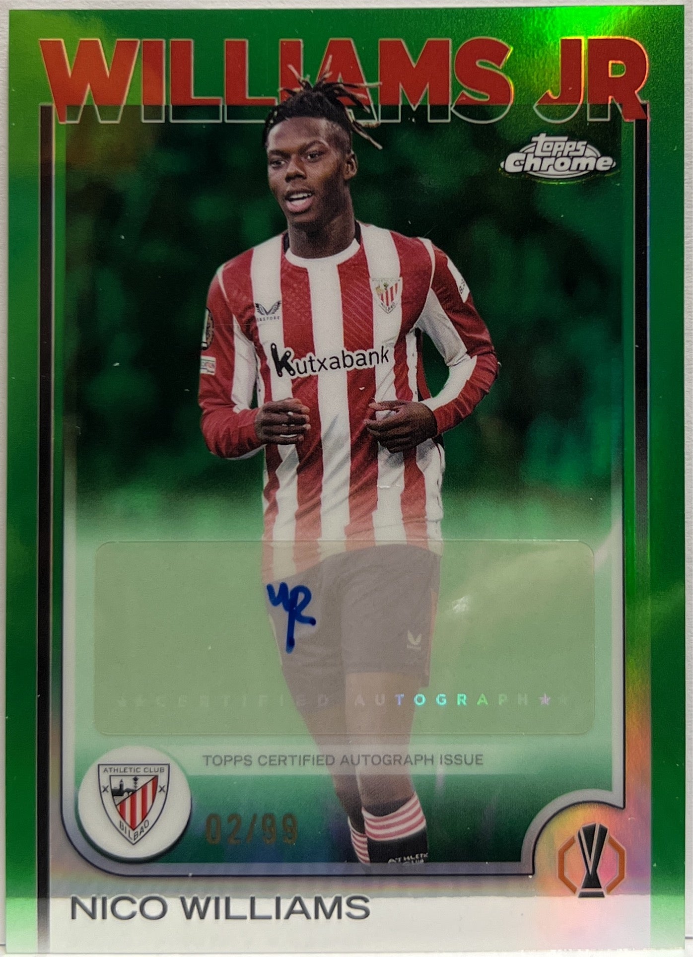 Nico Williams 2/99 Autograph Green Topps Chrome UCC 2024/25