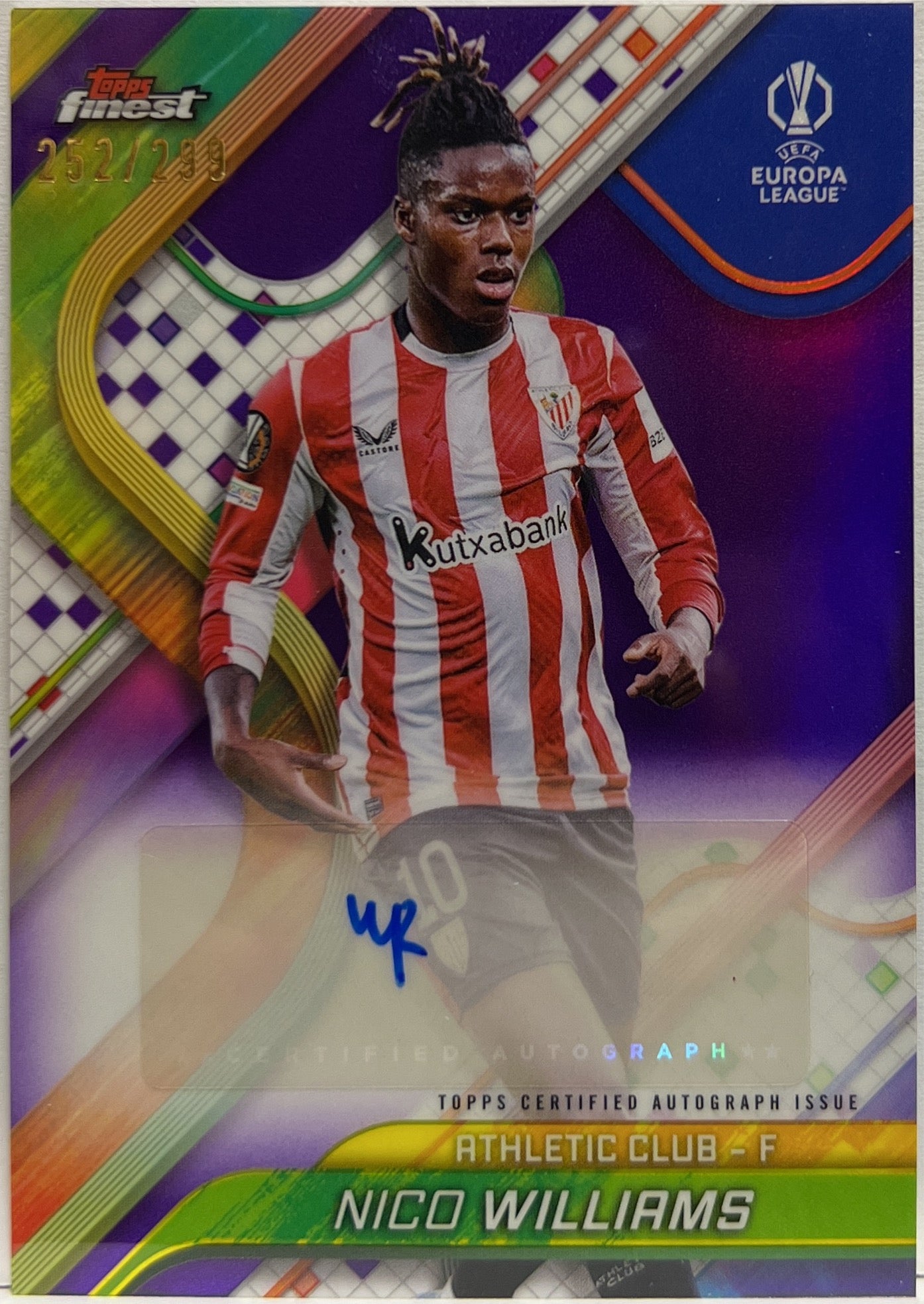 Nico Williams 252/299 Autograph Purple Topps Finest UCC 2024/25