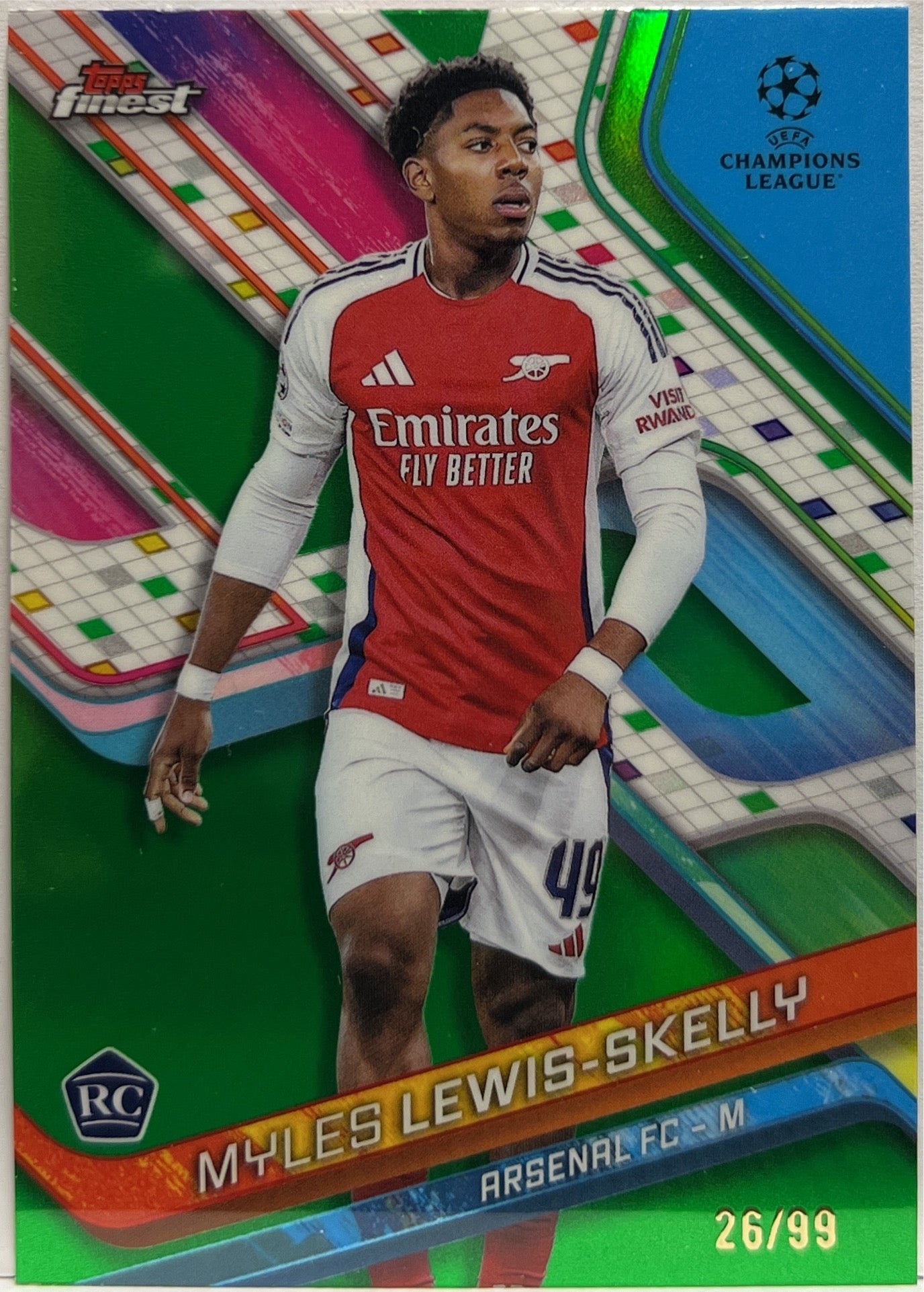 Myles Lewis Skelly 26/99 Rookie Green Topps Finest UCC 2024/25