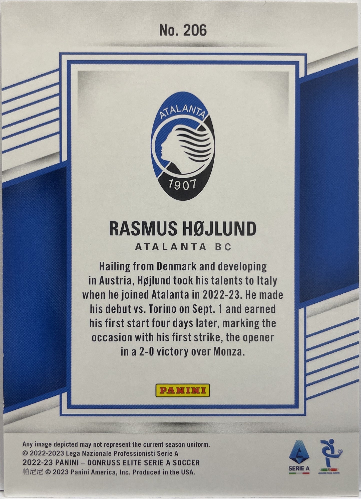 Rasmus Hojlund 6/10 Rookie Gold Disco Donruss Elite Serie A 2022/23