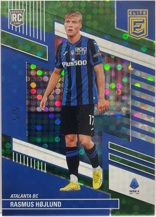 Rasmus Hojlund 5/5 Rookie Green Disco Donruss Elite Serie A 2022/23