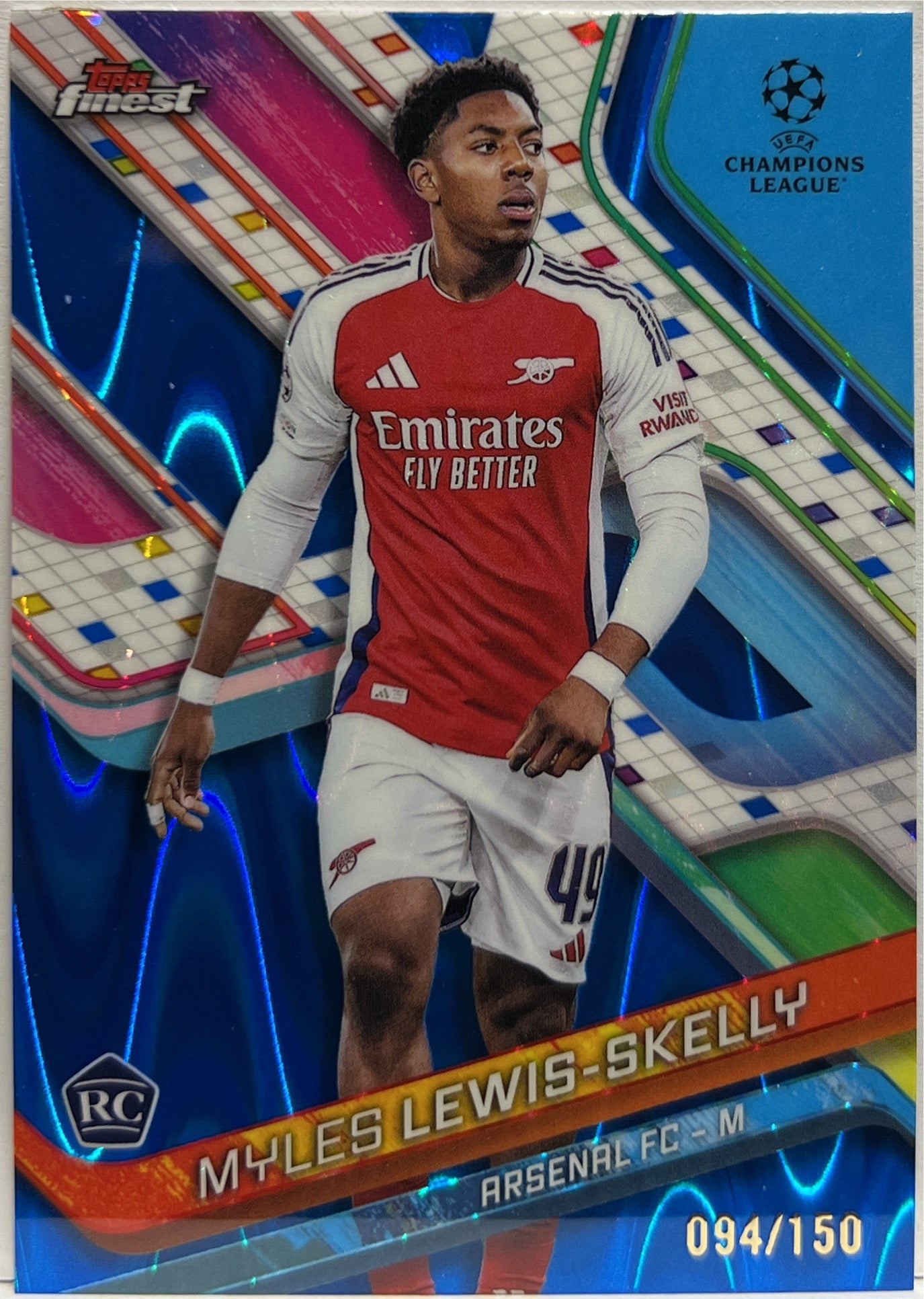 Myles Lewis Skelly 94/150 Rookie Blue RayWave Topps Finest UCC 2024/25