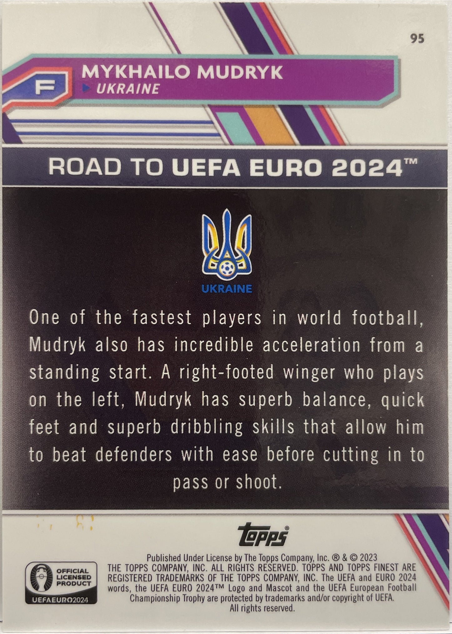 Mykhailo Mudryk 47/99 National Debut Green Topps Finest Road To Uefa Euro 2024