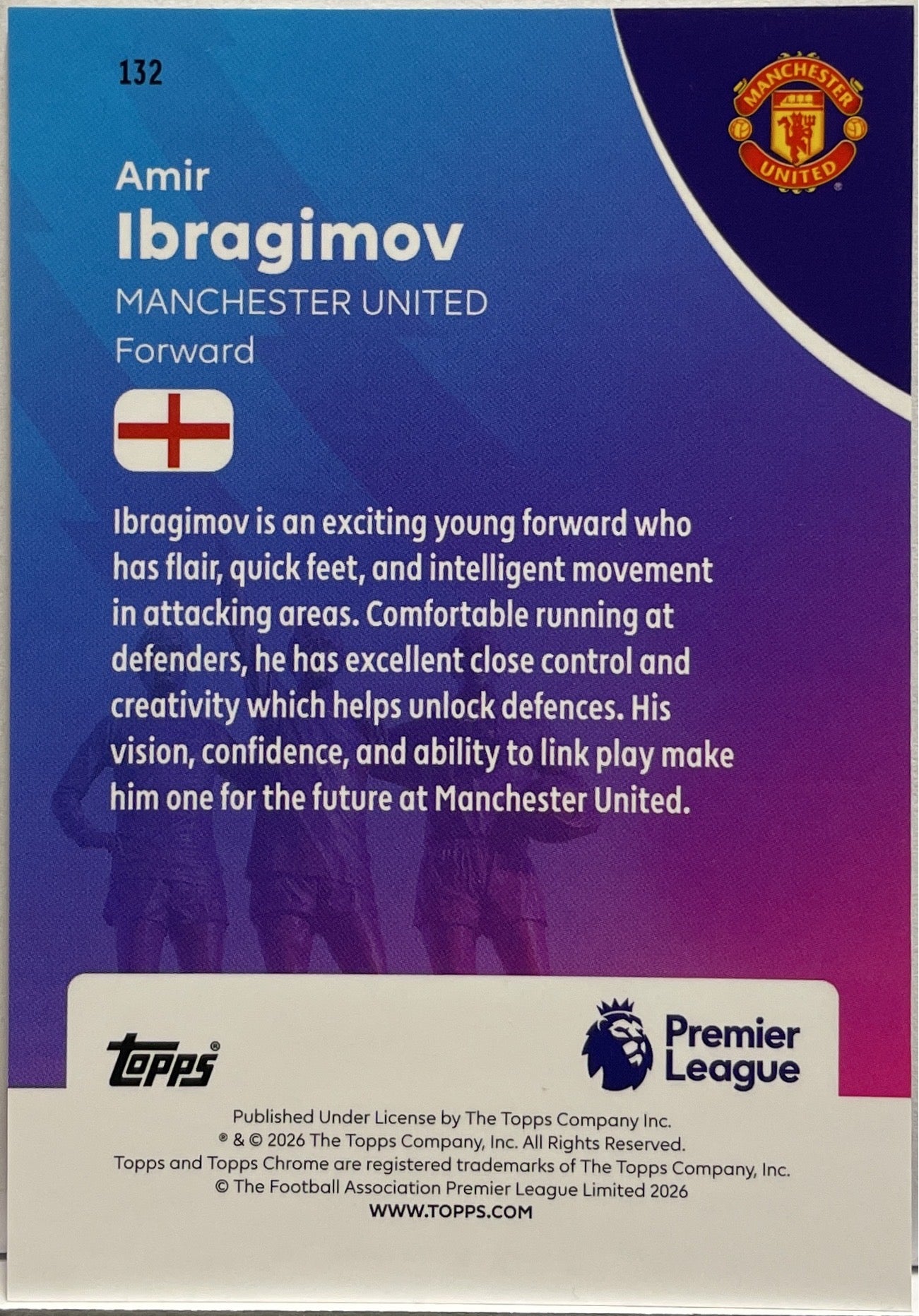 Amir Ibragimov Rookie Topps Chrome Premier League EPL 2026