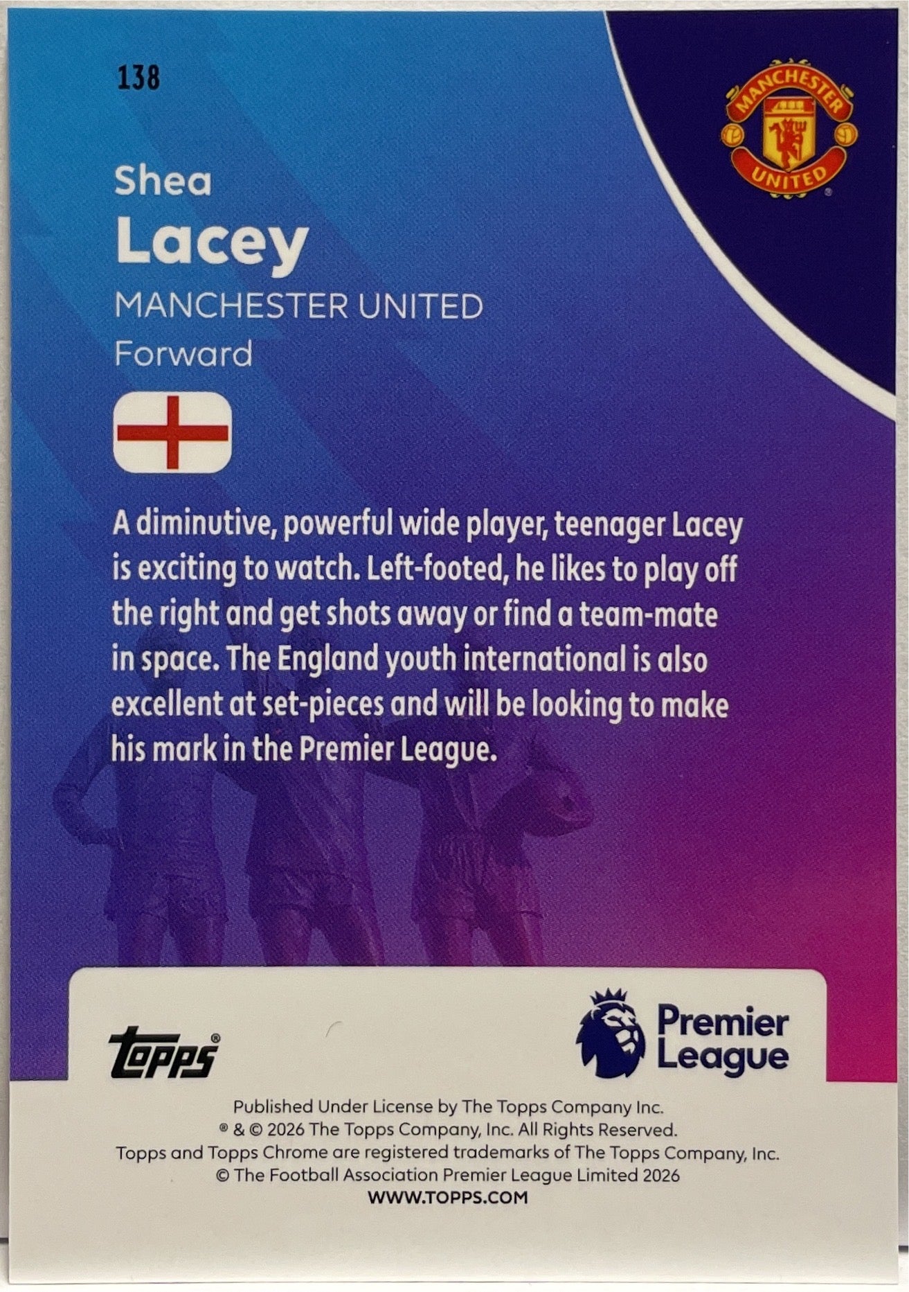 Shea Lacey Rookie Topps Chrome Premier League EPL 2026