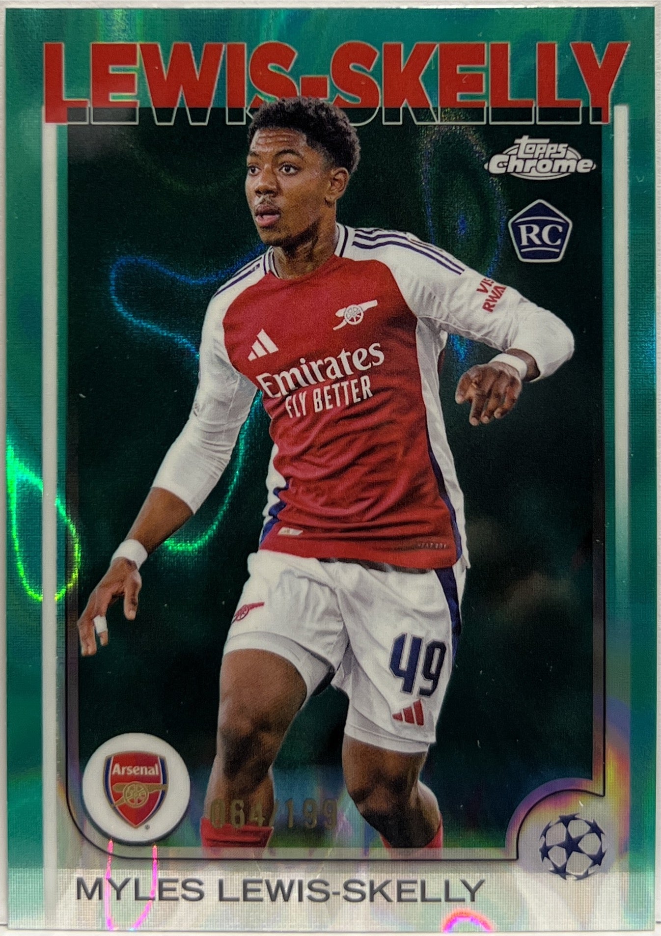 Myles Lewis Skelly 64/199 Rookie Aqua Topps Chrome UCC 2024/25