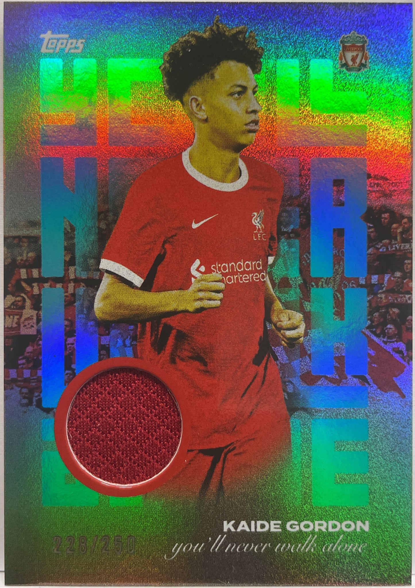 Kaide Gordon 228/250 You'll Never Walk Alone Patch Topps Liverpool Team Set 2022/23