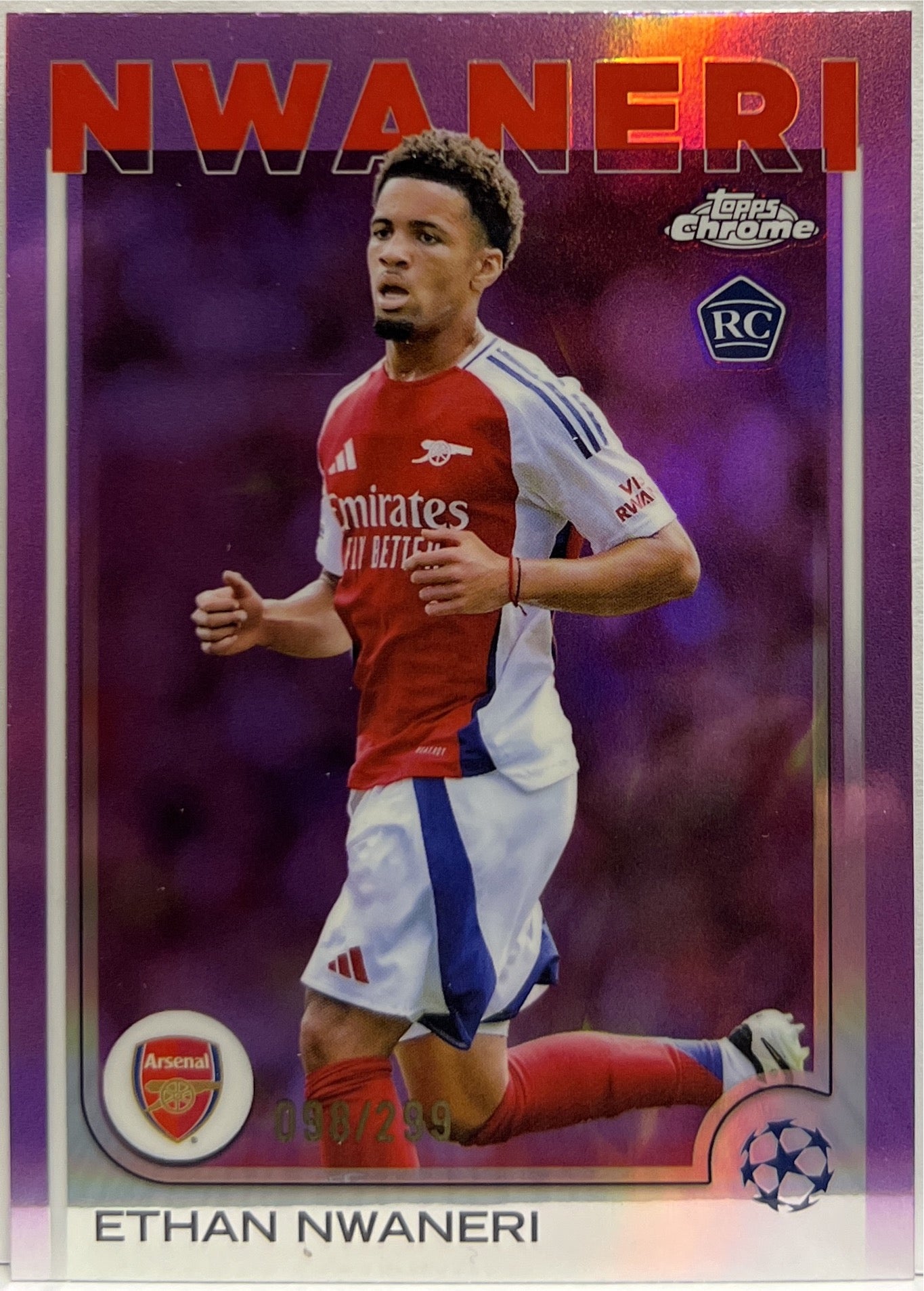 Ethan Nwaneri 98/299 Rookie Violet Topps Chrome UCC 2024/25