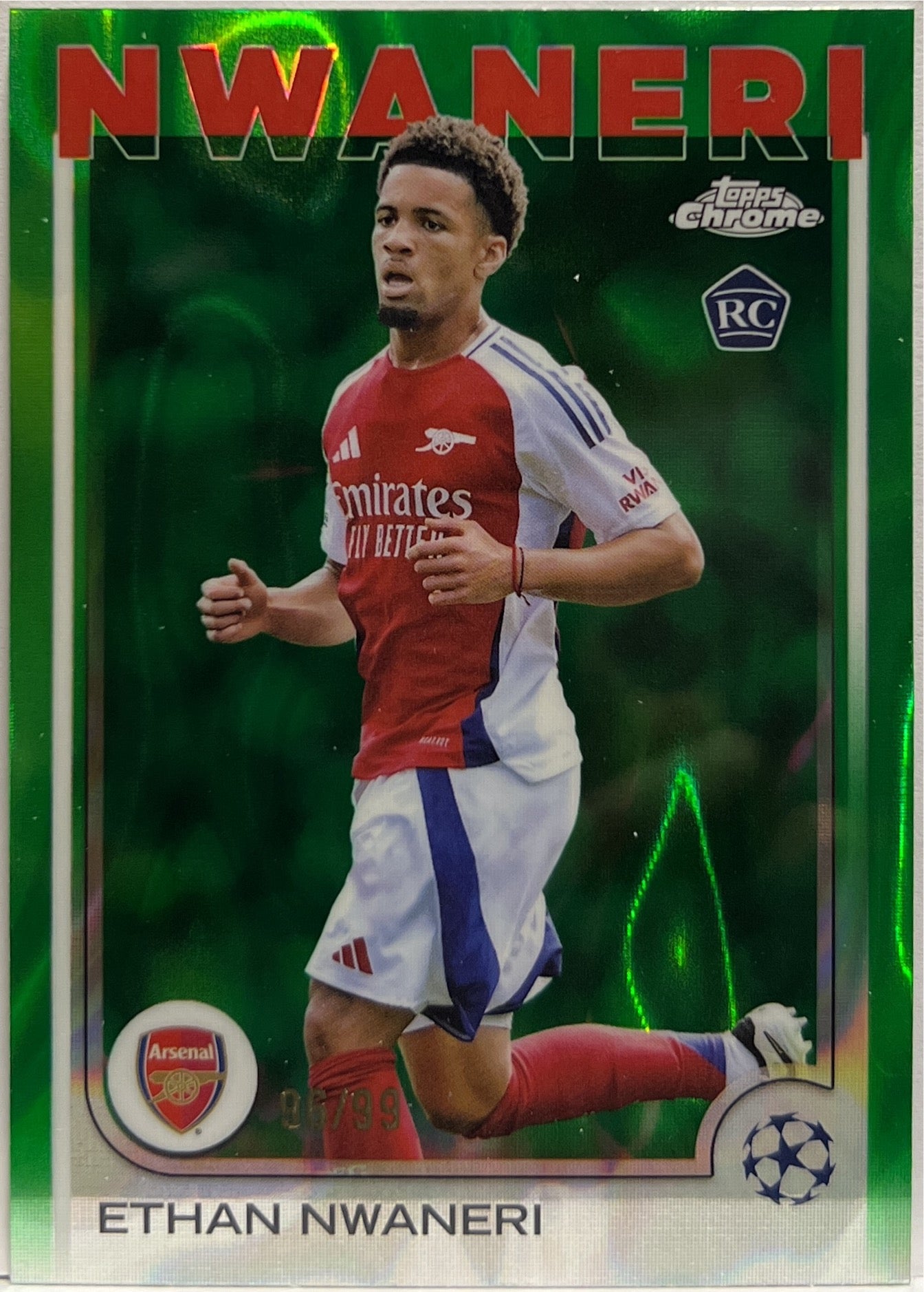 Ethan Nwaneri 96/99 Rookie Green Lava Topps Chrome UCC 2024/25