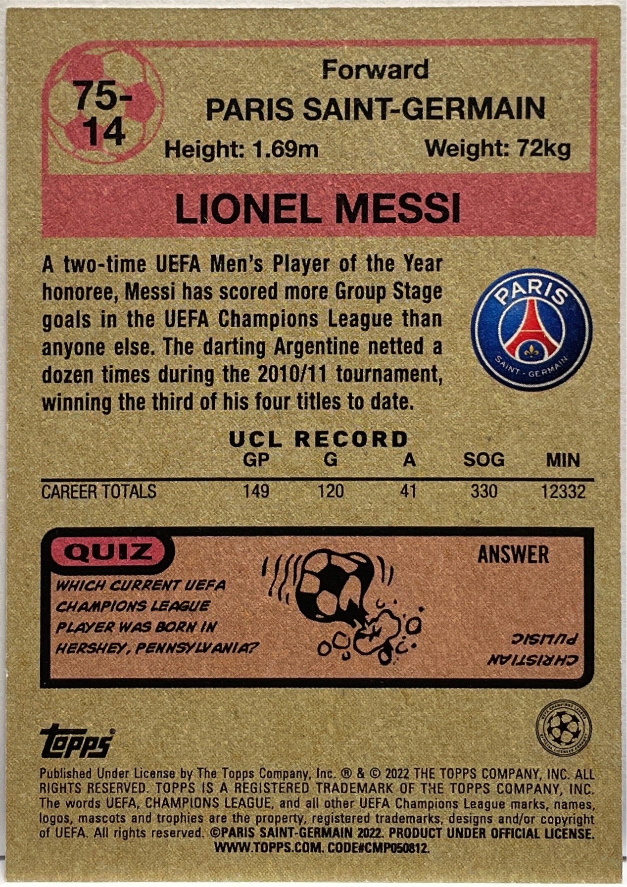 Lionel Messi Topps Team Set PSG 2021/22