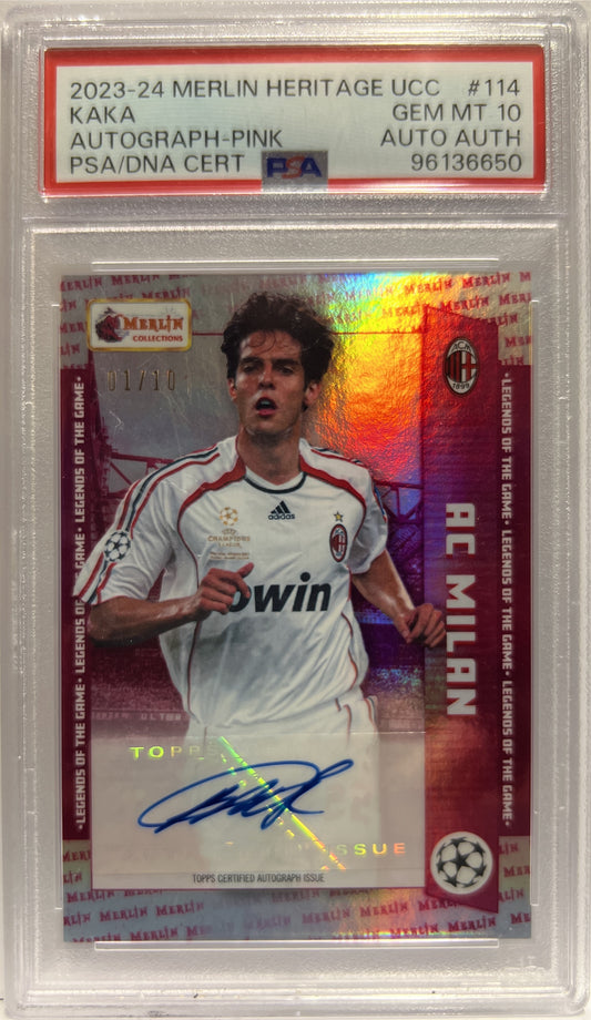 Kaka 1/10 Autograph Pink Topps Merlin Heritage 2023/24 PSA 10