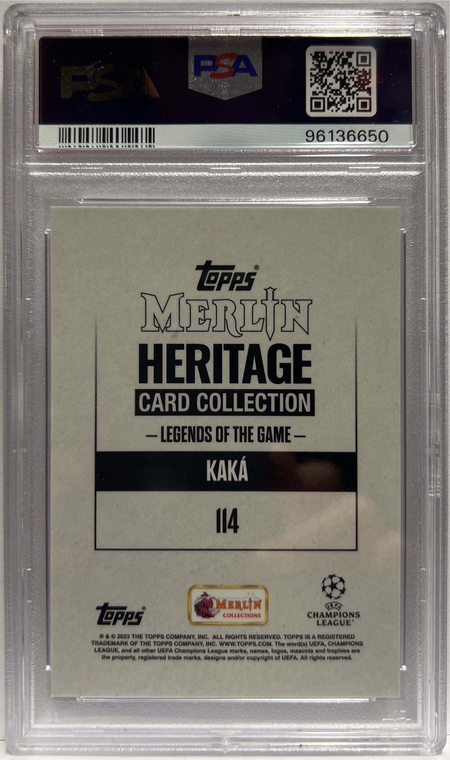 Kaka 1/10 Autograph Pink Topps Merlin Heritage 2023/24 PSA 10