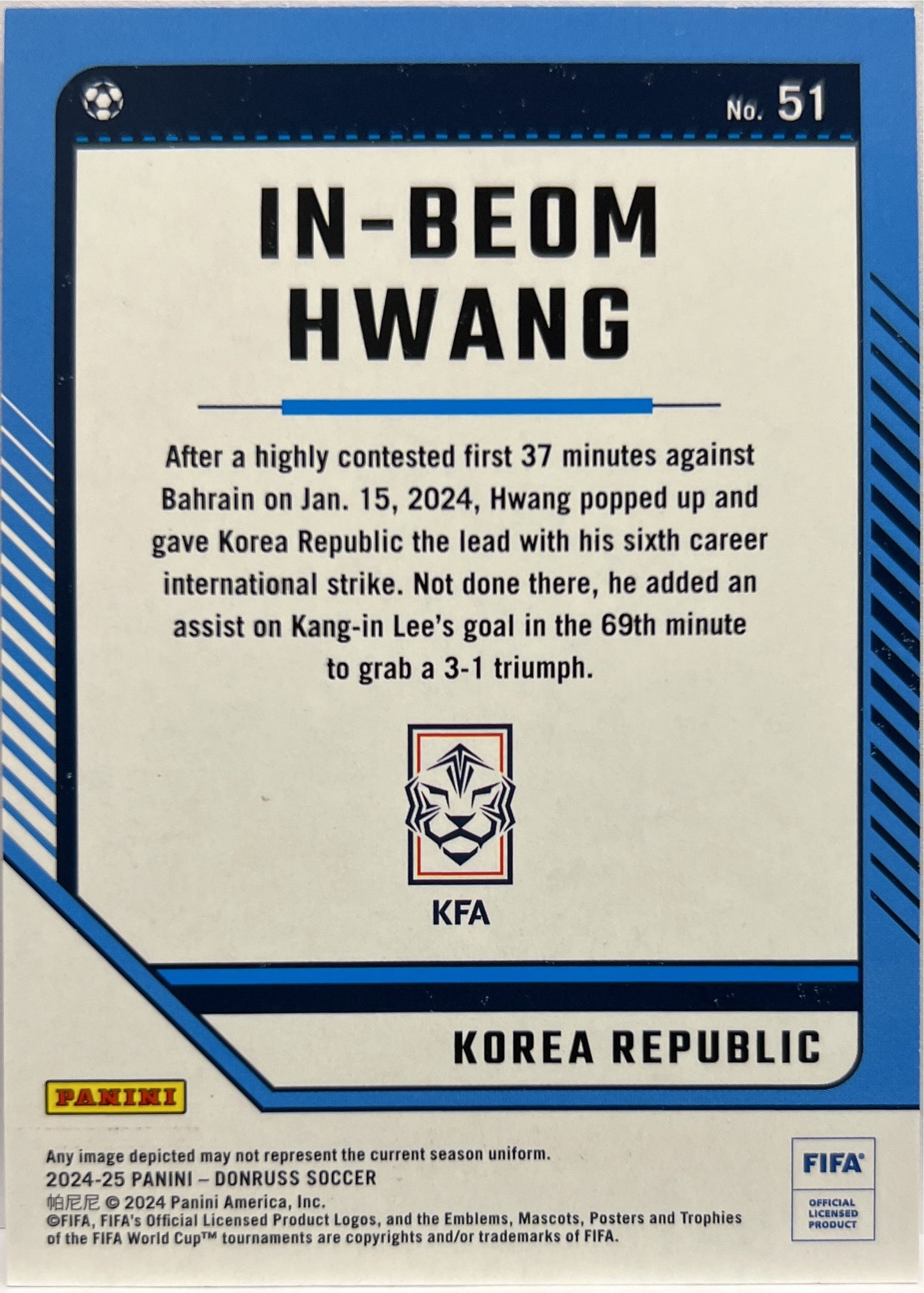 In Beom Hwang 45/99 Red Donruss Fifa 2024/25