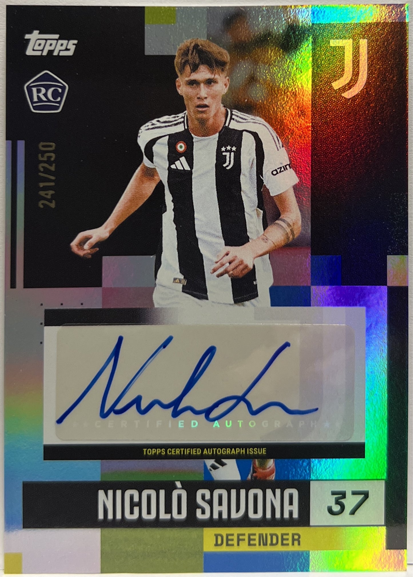Nicolo Savona 241/250 Rookie Autograph Blue Topps Juventus Premium Team Set 2024/25