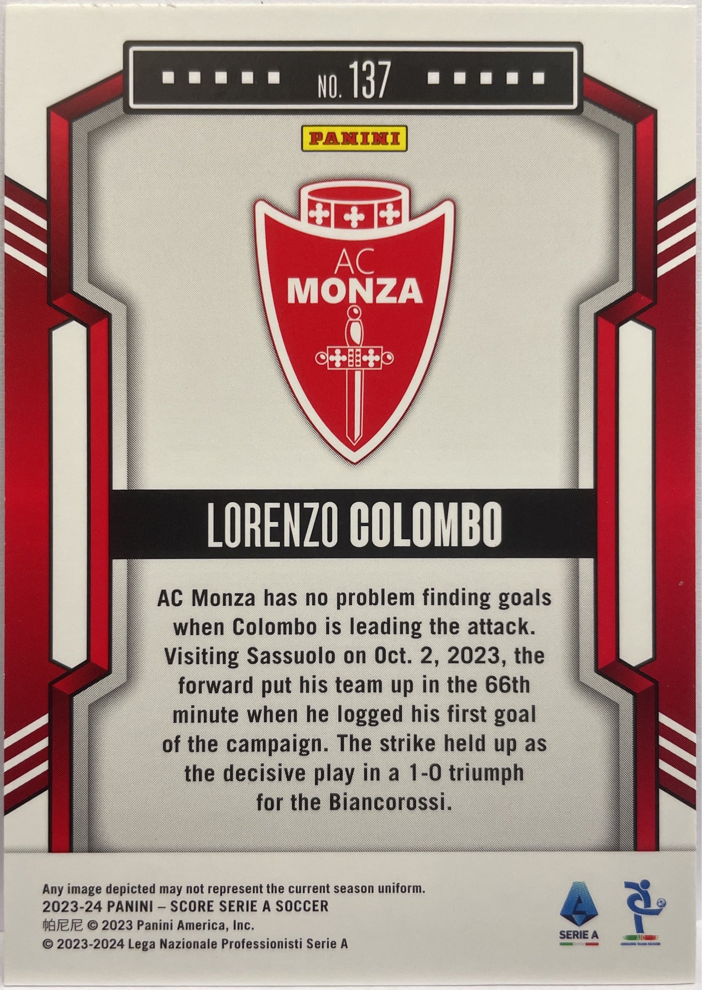 Lorenzo Colombo 11/20 Pink Swirl Score Serie A 2023/24