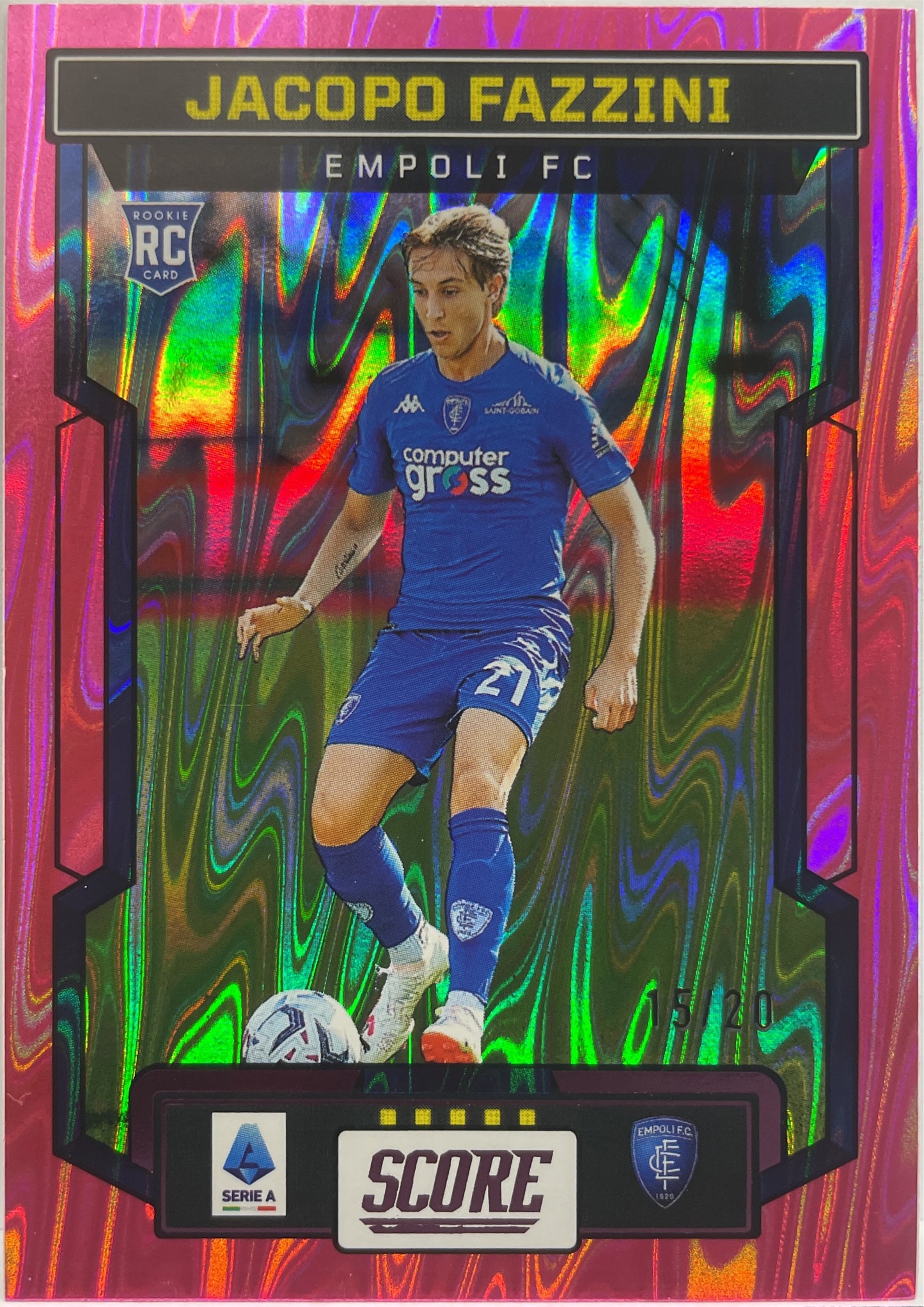 Jacopo Fazzini 15/20 Rookie Pink Swirl Score Serie A 2023/24